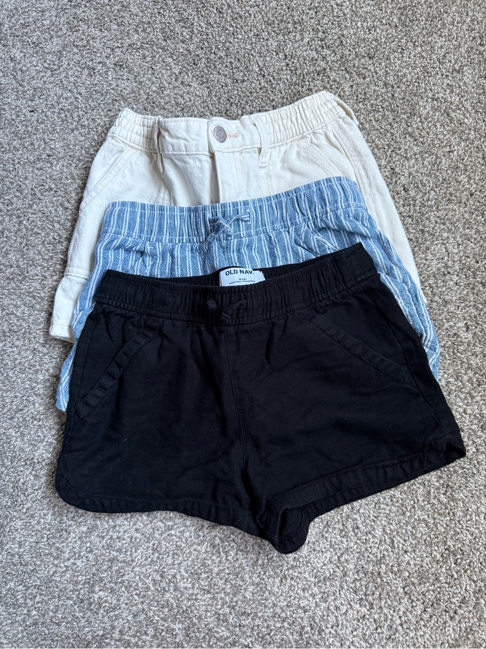 Old Navy Girls' Black, Blue & Cream Summer Shorts Set size 8